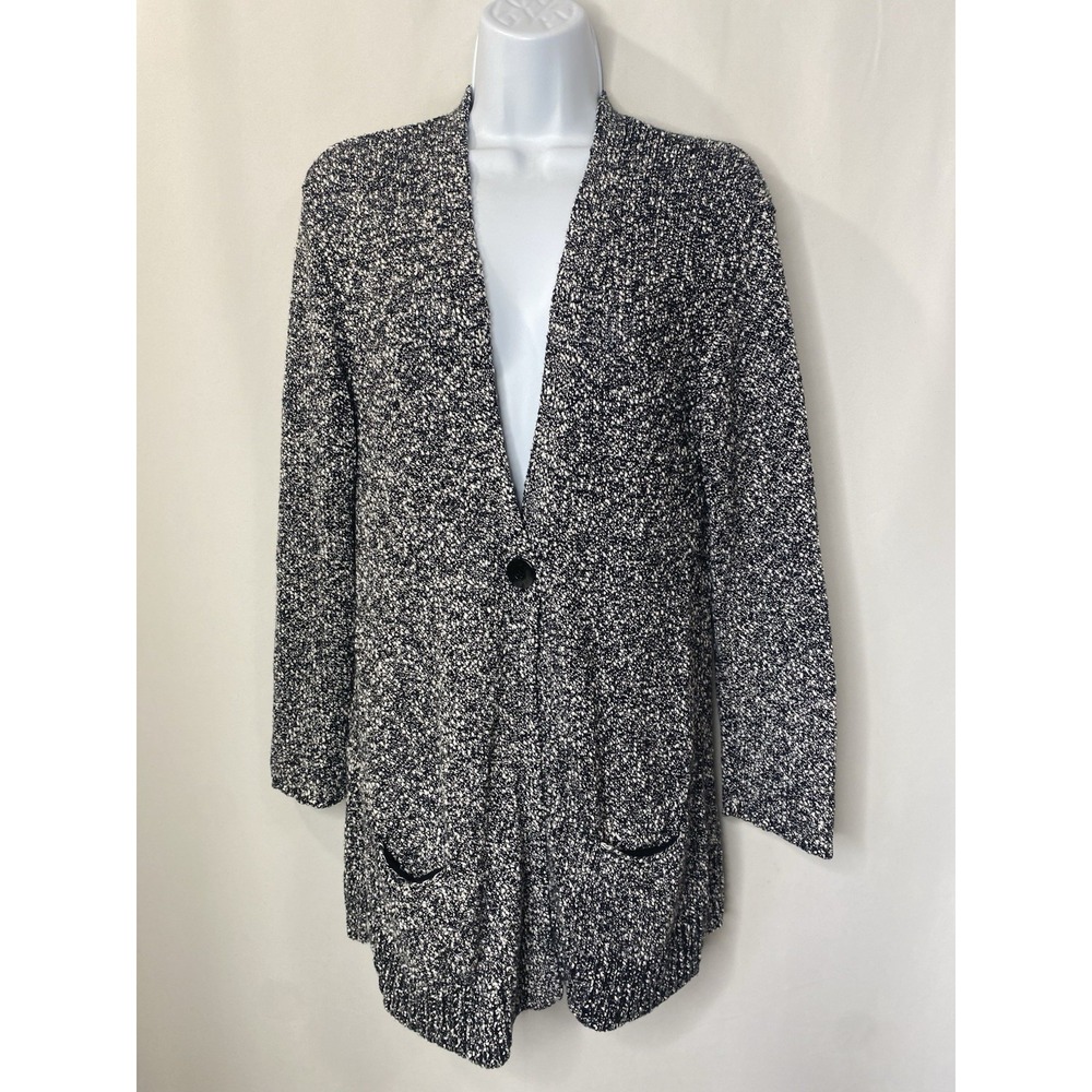 J Jill Womens Cardigan Sweater Size Medium Open Knit 100% Cotton Fall Drapey